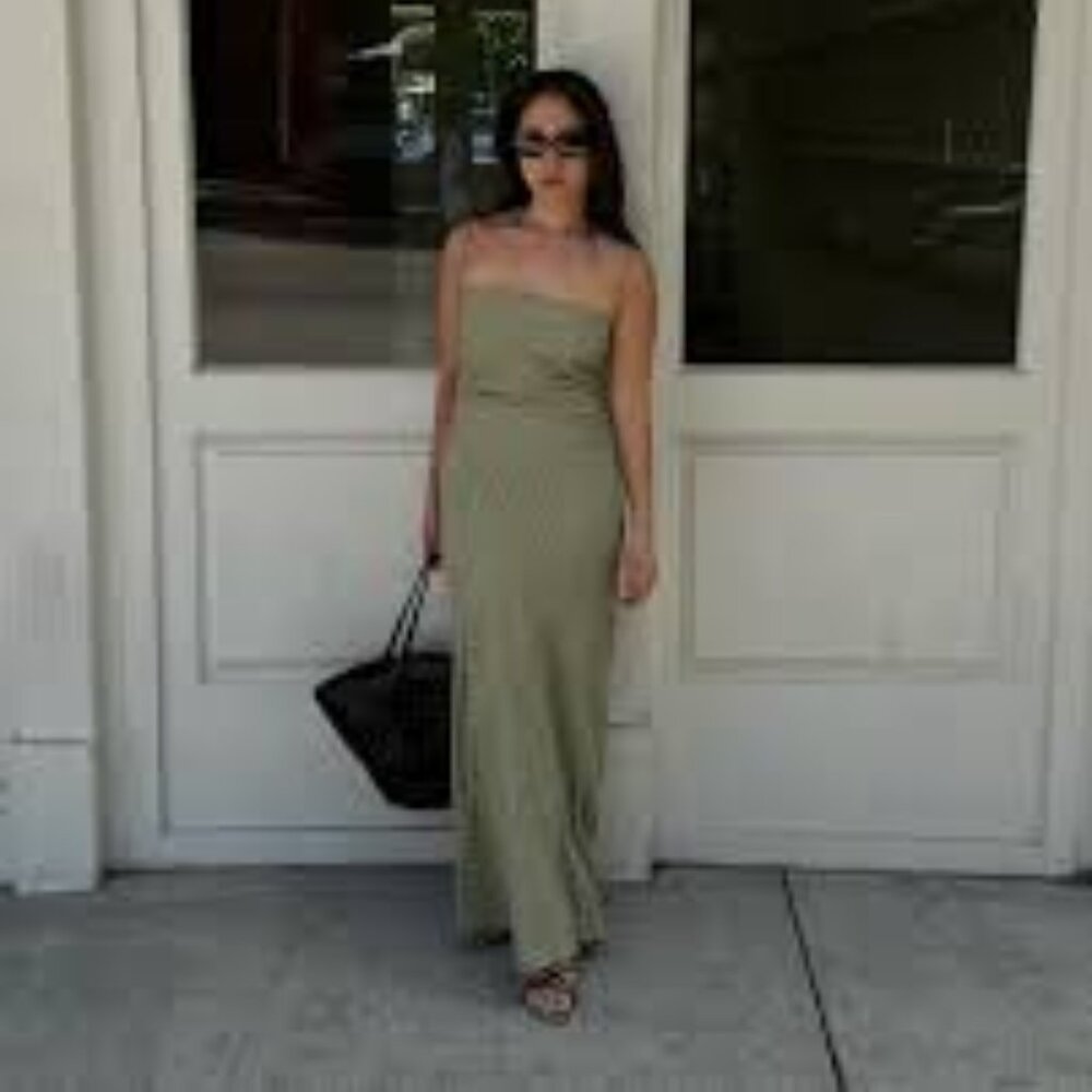 Rosas khaki dress by Faithfull the brand